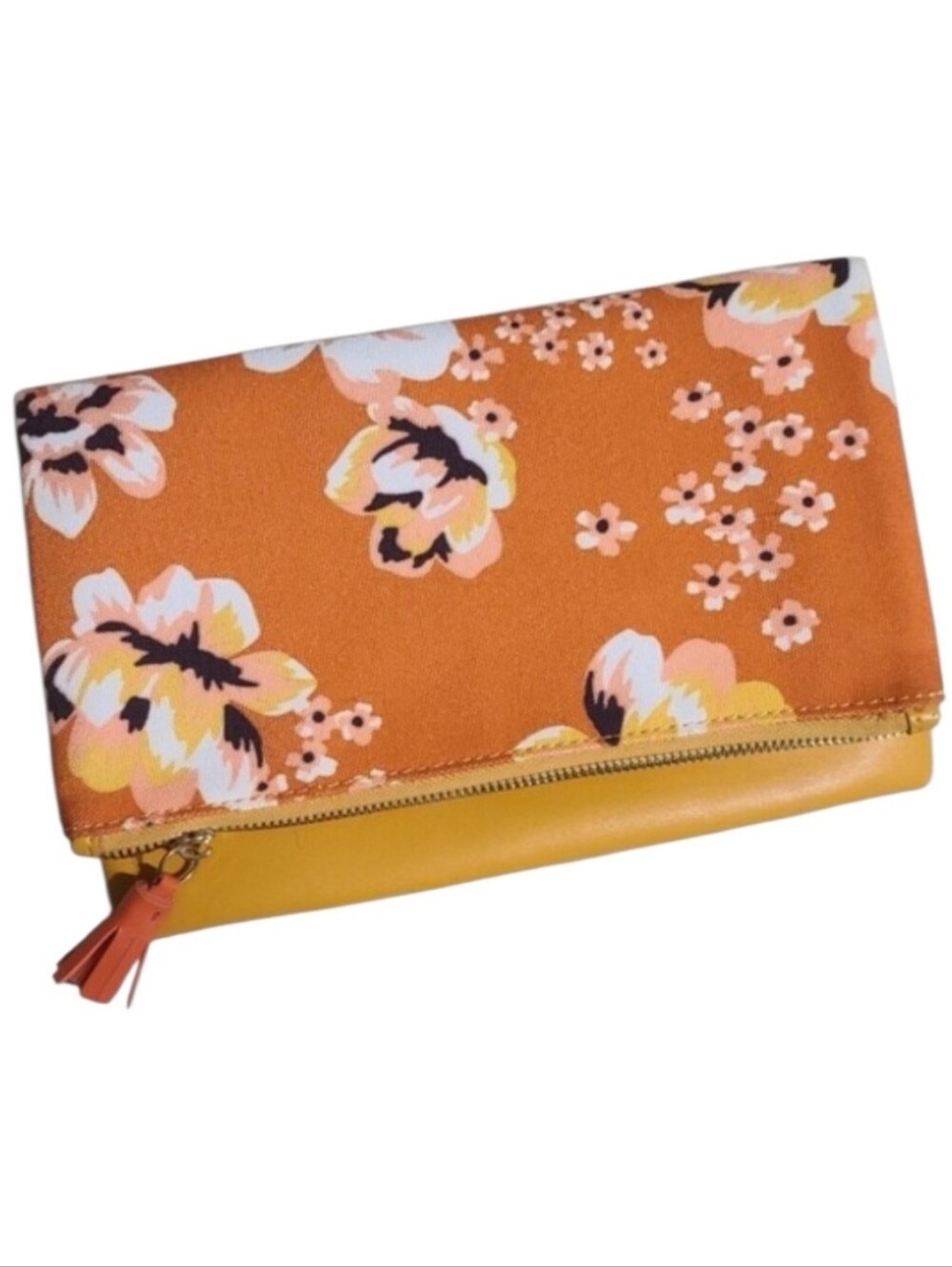 Rachel Pally Anthropologie Zahara Reversible Foldover Floral Clutch Bag - Orange